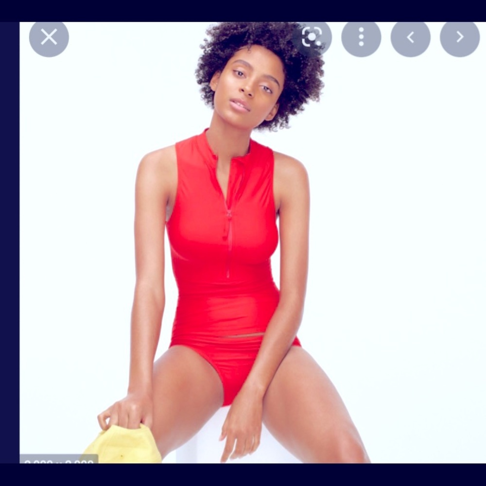 J. Crew Red Sleeveless Swim Coverup Zip Front